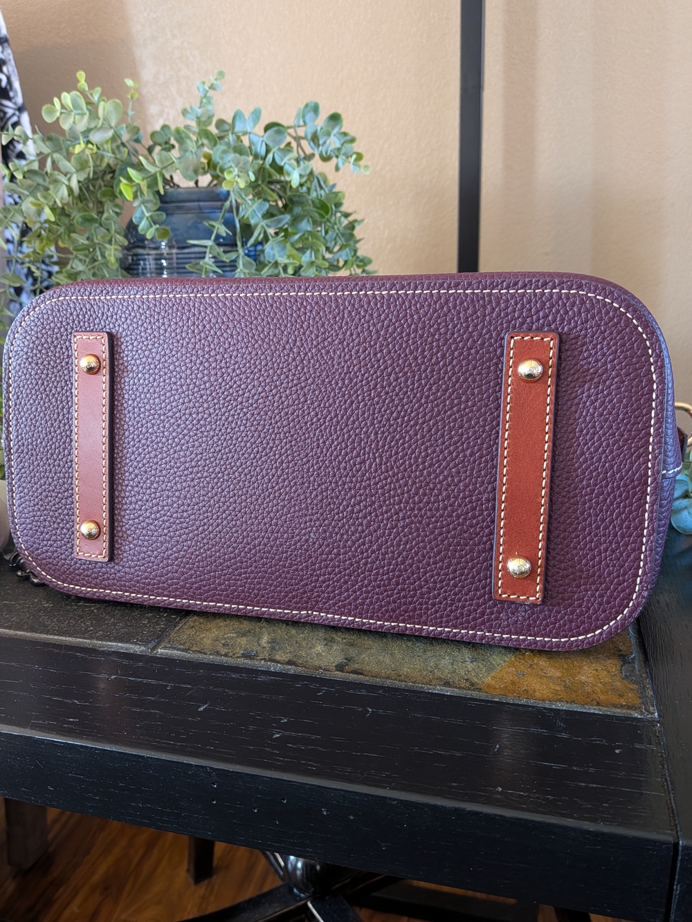 NWT! Dooney & Bourke Pebble Grain Domed Satchel in BORDEAUX - - Picture 7 of 9